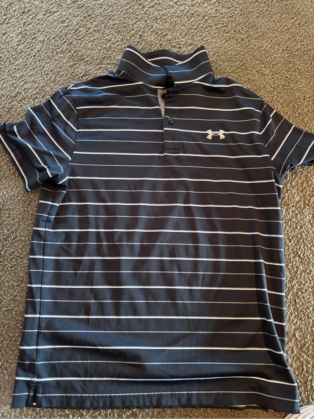 Under Armour Kid’s Black Polo with White Stripes